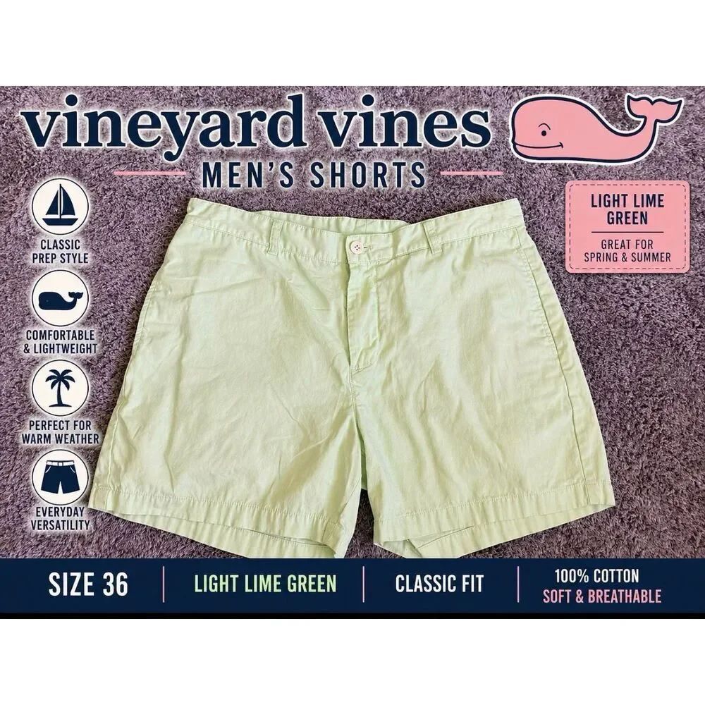 Vineyard Vines Men’s Shorts Size 36 Light Green Classic Fit Prep